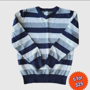 The Children's Place Boy's Striped V-Neck Sweater in Blue Multi •Medium 7/8